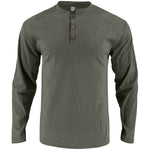 KZZ Men's Cotton Waffle-Knit Thermal  Shirt Long Sleeve Breathable Fashion Casual Pullover