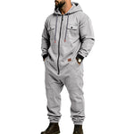 KZZ Men's Hooded Workwear Casual Street Style Jumpsuit