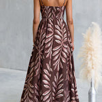 Spaghetti Strap High Waist Printed Swing Maxi Dress