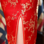 Red Plum Blossom Short Cheongsam Dress