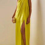 Loose Sleeveless Solid Color One-shoulder Maxi Dresses