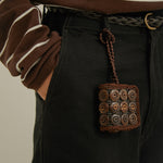 Square Coconut Shell Button Coin Purse Earphone Case