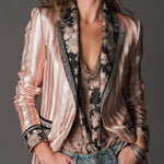 Bohemian Satin-Stripe Tailored Blazer