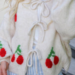 Cherry Embroidered Cardigan Sweater
