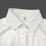 Flared Sleeves Long Sleeves Double Layered Elasticity Solid Color Tied V-Neck Blouses&Shirts Tops