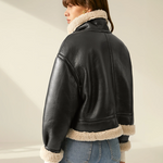 Loose Lapel Thick Velvet Imitation Leather Jacket