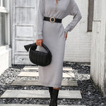 Sweater Maxi Dress Long Sleeve Button V Neck Knitted Dresses Oversized Loose Fashion Streetwear