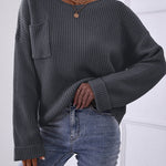 Pocket Oversized Knitted Pullover Sweater