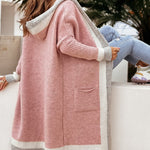 Oversized Knit Long Cardigan Hoodie Balloon Long Sleeve Pocket Jacket