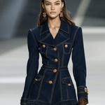 【24-hour shipping out】Classic and Playful Large Lapel Ruffled Hem Waist Denim Mini Dress
