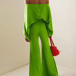 Batwing Sleeves Loose Solid Color Split-Joint Off-The-Shoulder Blouses