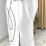 Half Sleeves Loose Elasticity Printed Split-Front Stand Collar Maxi Dresses