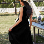 Solid Color Short Skirt Sexy Off Shoulder Waist Sleeveless Dress
