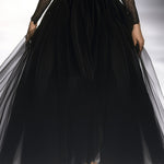 Retro Classic French Black Gauze Maxi Dress