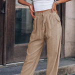 Solid color cotton comfortable casual trousers