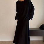 Elegant Knitted Two Pieces Sets One-shoulder Sweater Top Elastic Waist Fishtail Skirt