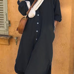 Casual Solid Pocket Shirt Collar A Line Dresses(No shawl)