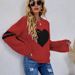 Valentine's Day Loose Heart Pattern Knitted Sweater