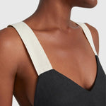 COLOR CONTRAST TIED OPEN BACK DRESS
