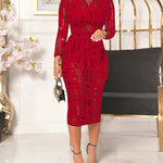 Mock Neck Long Sleeve Hollow Out Bodycon Dress Sexy Party Dress