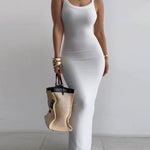 Spaghetti Strap U-Neck Casual Maxi Dress Slim Fit Cami Vacation Dress