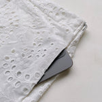 Women's Eyelet Embroidery Two Piece Outfits Stand Collar Button Up Crop Top and High Waist Shorts Set