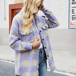 Loose Plaid Print Coat Single-breasted Woolen Overcoat