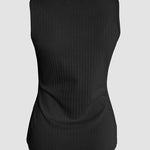 Contrast Lace V Neck Sleeveless Knit Top Casual Slim Fit Tank