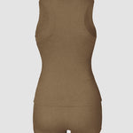 2PCS Micro-Ribbed U-Neck Tank Top & Boxer Set Cozy Loungewear