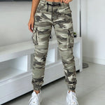 Women's Camouflage High Waisted Cargo Pants Casual Drawstring Utility Joggers for Casual Streetwear & Outdoor