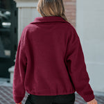 Stand Collar Zipper Design Casual Sweatshirt