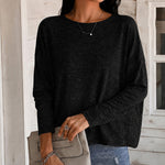 Women's Long Sleeve Knit Top Backless Twist Lace Panel Casual Tee