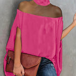 Batwing Sleeves See-Through High-Neck Blouses&Shirts Tops