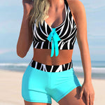 High Cut Bikini Sets Swimsuits with Short 2 Piece Swimwear Color Block Bathing Suits