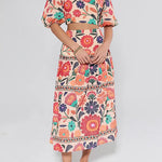 Puff Sleeves Back Cut Out Floral Print Crop Top
