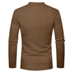 KZZ Men's Regular Fit Patchwork Print Half Button Thermal Lined Henry Collar Shirt