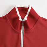 Retro Sporty Webbing Grey-white Half-zip Sweatshirt And Wide-leg Pants Set
