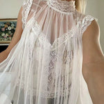 Mockneck Tulle Cover Up Top with Lace Camisole