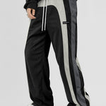 KZZ Men's Colorblock Letter Patched Drawstring Waist Corduroy Pants
