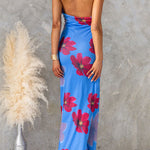 Low-cut Back Sleeveless Floral Print Maxi Dress