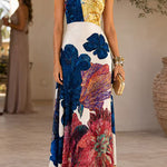 Halter Neck Sleeveless Floral Print Maxi Dress