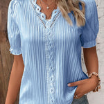 Women's Stylish Cutout Short-Sleeve Shirt