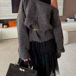 Asymmetrical One Shoulder Long Sleeves Casual Sweater
