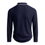 KZZ Men's Long Sleeve Polo Shirt Jacquard Fabric Collared Top