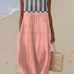 Lilith | Robe mi-longue rayée pastel