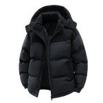 KZZ Winter Hooded Casual Fleece-Lined Men's Coat with Removable Hood