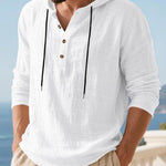 KZZ Men's Casual Long Sleeve Hooded Linen Shirt