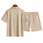 KZZ Men's Casual Collared Short-Sleeve Suit