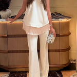 High Waist Solid Bell Bottom Pants
