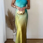 Margovil One Shoulder Back Cut Out Gradient Tie Dye Maxi Dress